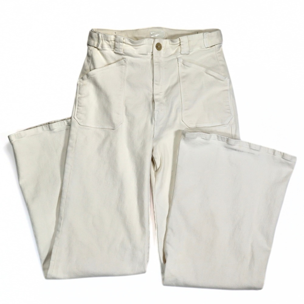 MOTHER The Elbow Grease Roller Sneak Jeans Womens 29 White Wide Leg Utility
